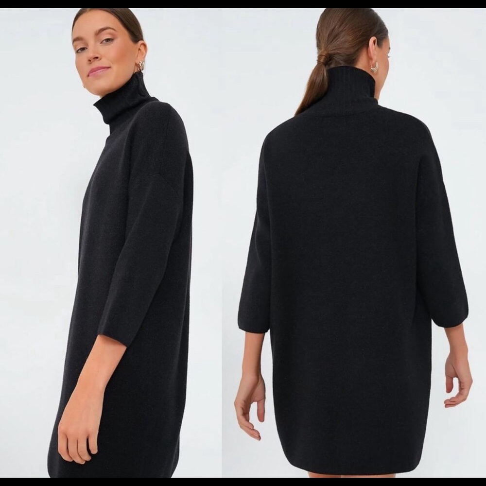 Pomander Place Vivianne Sweater Dress Turtleneck Mini‎ Black Shimmer Small